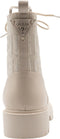Guess Razieli - Biker boots - Vetersluiting met logo G print - Creme
