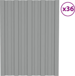 vidaXL - Dakpanelen - 36 - st - 60x45 - cm - gegalvaniseerd - staal - grijs