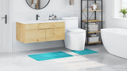 vidaXL - 2-delige - badmat - set - turquoise - polypropyleen - antislip