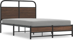 vidaXL - Bedframe - zonder - matras - bewerkt - hout - bruin - eikenkleur - 120x190 - cm