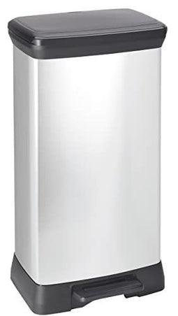 Curver Decobin - Pedaalemmer 50L - Geur afsluitend deksel - Metallic/Zwart