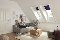 Exclusiv ZRE - Rolgordijn - Geschikt voor Roto dakvensters Designo R6/R8 i8 Classic 64/84 maat 114/118 - Nachtblauw