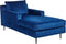 GUERET - Chaise longue - Blauw - Symmetrisch - Fluweel