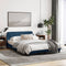 vidaXL - Bedframe - met - hoofdeinde - zonder - matras - 140x190 - cm - stof - blauw