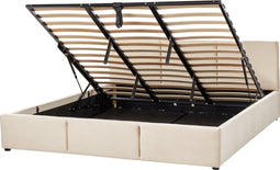 BOUSSE - Tweepersoons boxspring - Beige - 180 x 200 cm - Fluweel