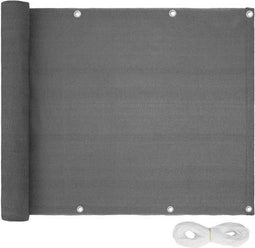 tectake® Balkonscherm - 500 x 90 cm - Weerbestendig - Waterafstotend - Grijs