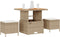 vidaXL - 3-delige - Tuin - Eettafelset - met - Kussens - Beige - van - Poly - Rattan - en - Acacia