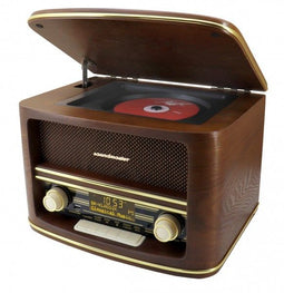 Soundmaster NR961 - Nostalgische radio met CD-speler - Bluetooth en USB - Houtkleur