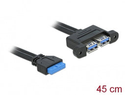 Delock 82941 - USB 3.0 Pin Header Kabel - 2x USB 3.0-A Vrouw - Blauw