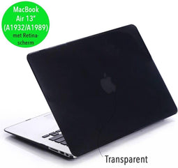 Lunso Geschikt voor MacBook Air 13 inch (2018-2019) cover hoes - case - Glanzend zwart