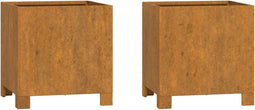 vidaXL - Plantenbakken - met - poten - 2 - st - roestig - 32x30x33 - cm - cortenstaal