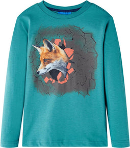 vidaXL-Kindershirt-met-lange-mouwen-vossenprint-140-donkerzeeblauw