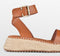 PS Poelman TARA - Dames Faux PU Sandalen - Sportieve Espadrille Sleehak - Bruin Cognac - Maat 37