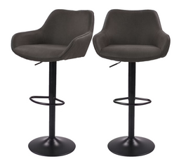 Dutchbone Oliver - Barkrukken - Verstelbare zithoogte 60-80 cm - Anthracite (set van 2)