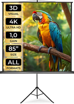 tectake® Projectiescherm - Homecinemaprojectorscherm met Statief - Traploos instelbaar HD - Diverse Maten (152 x 152 cm | Nr. 402513)