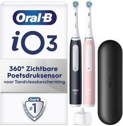 Oral-B iO 3 - Elektrische tandenborstel - 3 standen - Duo pack Zwart/Roze
