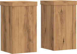 vidaXL - Plantenstandaards - 2 - st - 10x10x18 - cm - hout - artisanaal - eiken