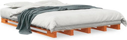 vidaXL - Palletbed - massief - grenenhout - wasbruin - 140x200 - cm