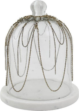 PTMD Selly Stolp met Ketting - 14 x 14 x 19 cm - Glas - Wit