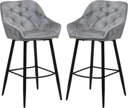 HSM Collection-Barkruk Liverpool S/3-56x61x107-Licht Grijs/Zwart-Stof/Metaal