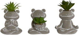 Decoratieve plant Home ESPRIT Polyethyleen Cement Kikker 7,5 x 5 x 11 cm (3 Stuks)