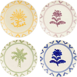 Mica Decorations Clayton Dinerbord - Set van 4 - Steengoed - Groen Blauw Geel Lila (4 stuks)