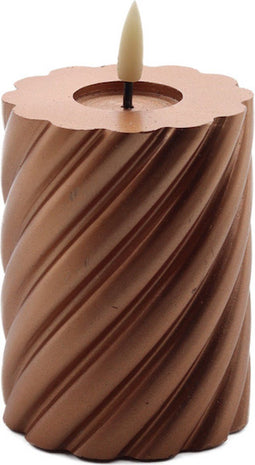 swirl led kaars copper 10x7,5cm