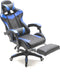 Gamestoel met voetsteun Cyclone tieners - bureaustoel - racing gaming stoel - blauw zwart