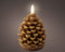 LED kaars dennenappel bruin/goud met vlam-effect 7 x 11cm