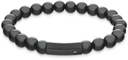 Tommy Hilfiger TJ2790581 Heren Armband - Kralenarmband - Sieraad - Edelsteen - Zwart - Onyx - 18 cm lang