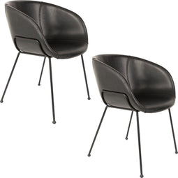 Zuiver Feston Eetkamerstoelen met armleuning Zwart - Set van 2