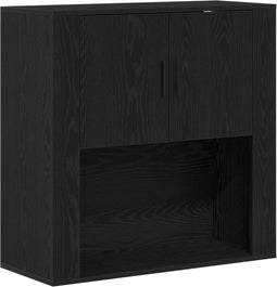 vidaXL - Wandkast - Zwart - Eiken - 80x33x80 - cm - Bewerkt - Hout