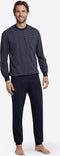 Schiesser Heren Pyjama - Lange broek - 100% Katoen - Donkerblauw