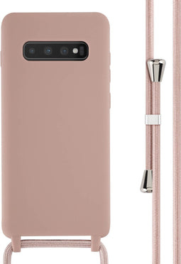 iMoshion Hoesje Geschikt voor Samsung Galaxy S10 Plus Hoesje Met Koord - iMoshion Siliconen hoesje met koord - roze