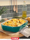Pyrex Rechthoekige Ovenschaal 3,2l - Borosilicaatglas - Blauw Glazuur Buitenzijde - 33x22xH7cm