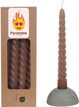 Pyromane - gedraaide kaars - set van 4 stuks - kleur : taupe