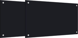 vidaXL - Spatschermen - keuken - 2 - st - 70x50 - cm - gehard - glas - zwart