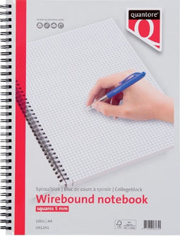 Spiraalblok quantore a4 ruit 5mm 100vel 70gr | 5 stuks
