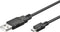 Ewent EC1020 - USB 2.0-kabel - Micro USB naar USB A - Zwart