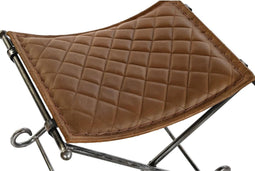 Foot-of-bed Bench DKD Home Decor Zwart Metaal Bruin Huid (53 x 45 x 44 cm)