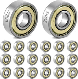 ® 20 stuks 608zz kogellagers, metalen dubbel afgeschermde miniatuur diepgroefkogellagers, voor skate