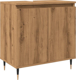 vidaXL - Badkamerkast - 58x33x60 - cm - bewerkt - hout - artisanaal - eikenkleurig