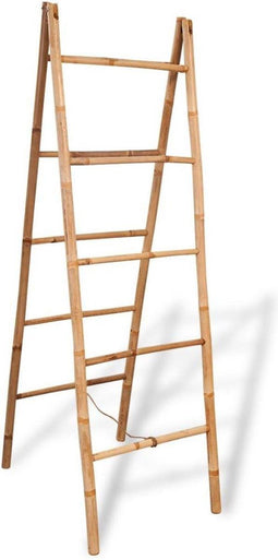 vidaXL - Dubbele - handdoekenladder - met - 5 - tredes - 50x160 - cm - bamboe