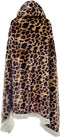 Linnick Flanel Fleece Deken + Hoodie met Capuchon Leopard - brown - 140x200cm - 130x180cm - Plaid