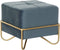 Kruk DKD Home Decor Schuim Blauw Gouden Metaal Polyester Fluweel Hout MDF (42 x 42 x 38 cm)
