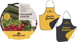 Hendrik Jan maaltijdtuintje Italië - Kweekpakket met tomaat courgette basilicum oregano - Inclusief tuinschort