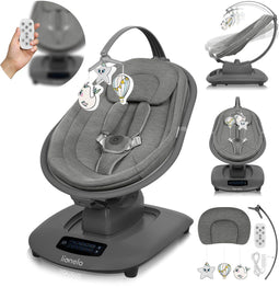 Lionelo Blossom - Elektrische Schommelstoel - 5 Schommelstanden - Bamboe Stof - Afstandsbediening - 5 Melodieën & Natuurgeluiden - Geschikt tot 9 kg