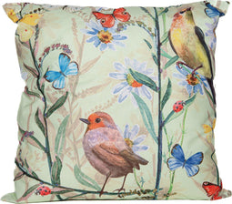Anna's Collection Sierkussen voor binnen en buiten - vogels - lichtgroen - 60 x 60 cm - tuinkussen