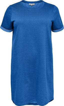 ONLY CARMAKOMA CARKAYLEE - Dames Jurk - Katoen met korte mouwen - Strong Blue - M-46/48