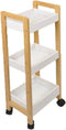 Ceruzo Opbergtrolley - Verrijdbaar Keukenrek - 3 Etages Bamboe en MDF - 29x20xH80 cm